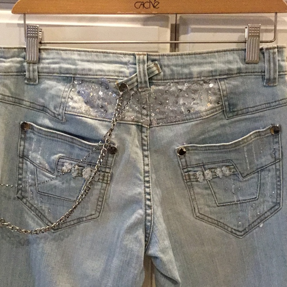 Cache Faded/Ripped/Studded/Crystal & Chained Jeans